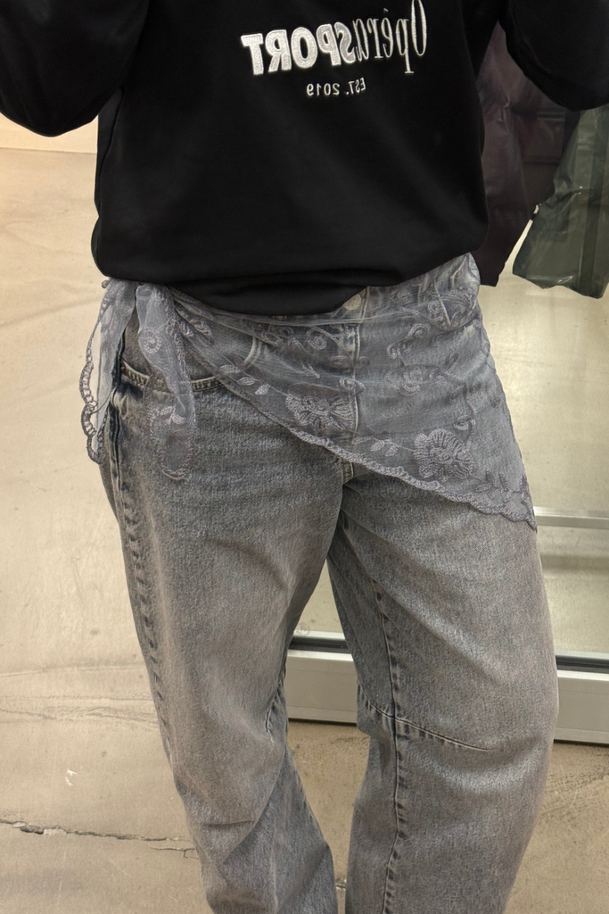 Sille Lace Scarf - Grey - byQNTS