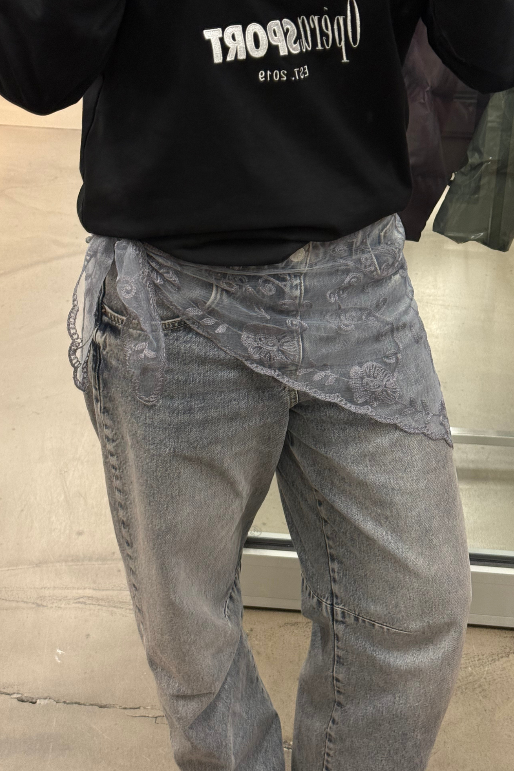 Sille Lace Scarf - Grey - byQNTS