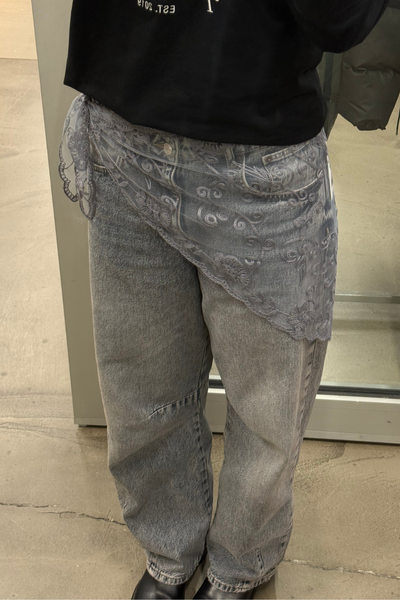 Sille Lace Scarf - Grey - byQNTS