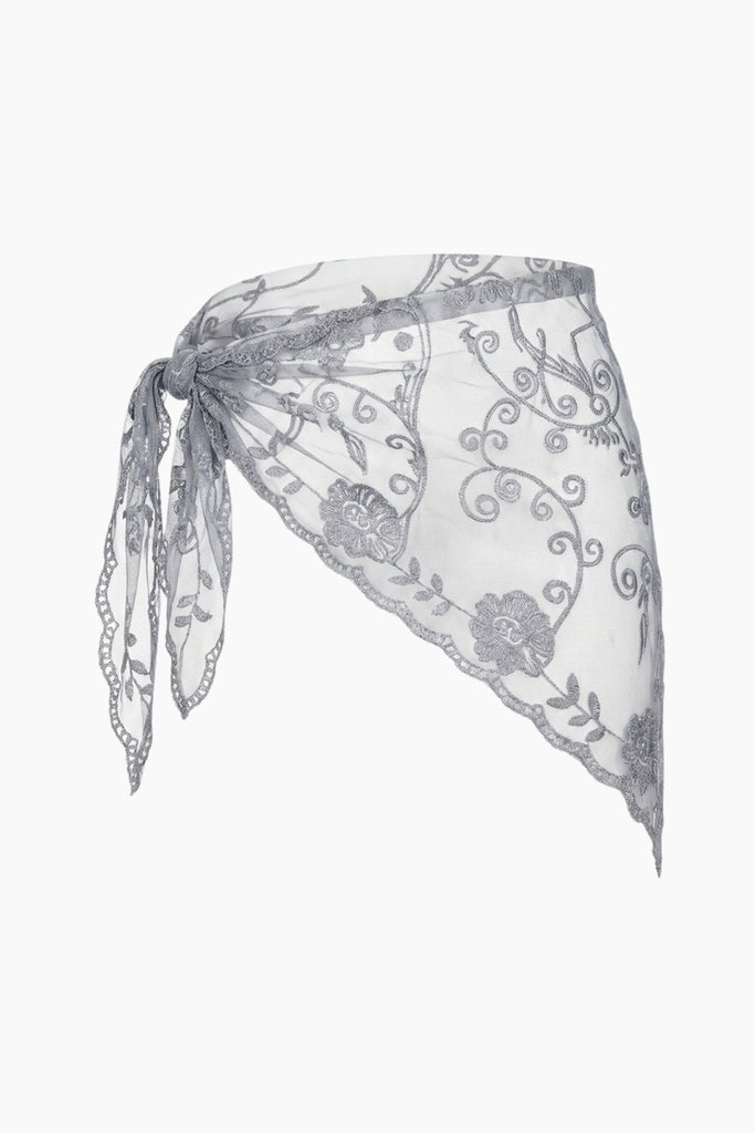 Sille Lace Scarf - Grey - byQNTS