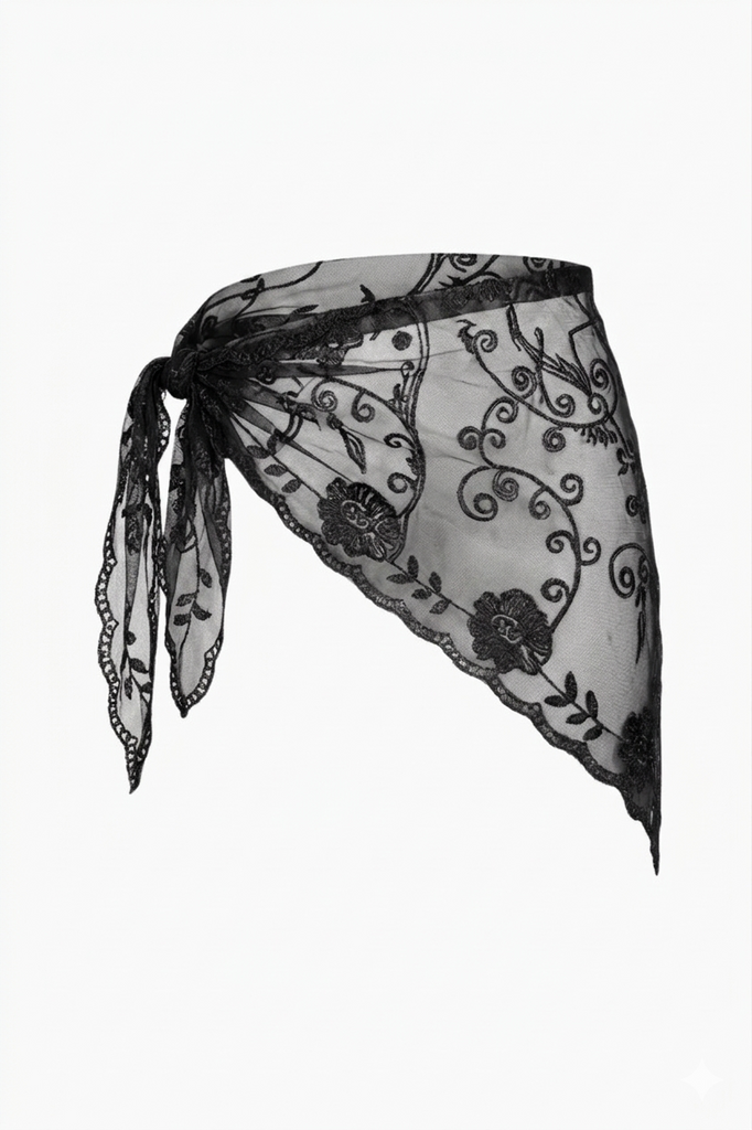 Sille Lace Scarf - Black - byQNTS