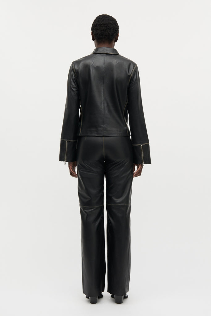 Smooth Leather Rachel Jacket - Black - Mads Nørgaard