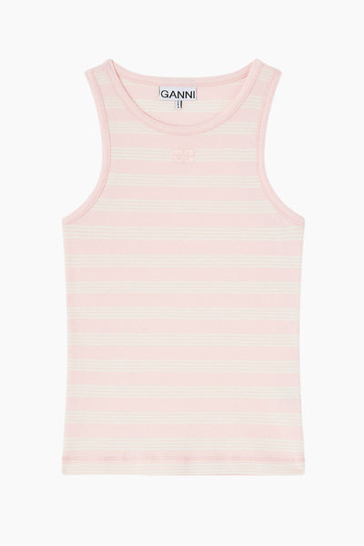 Soft Cotton Rib Tank Top A1050049 - Chalk Pink - GANNI
