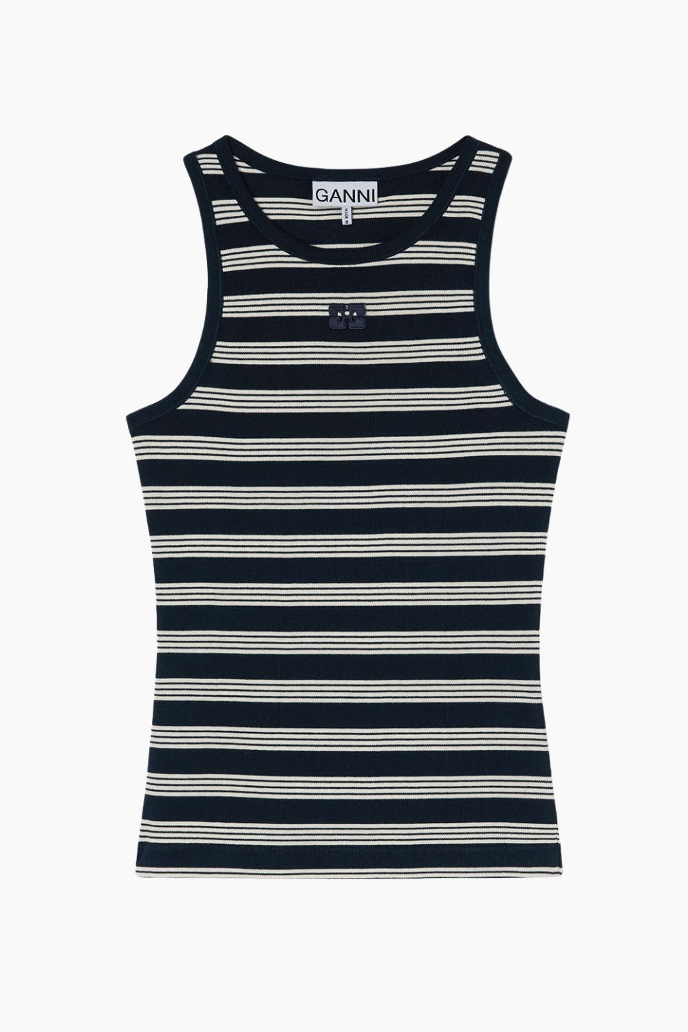 Soft Cotton Rib Tank Top A1050049 - Sky Captain - GANNI