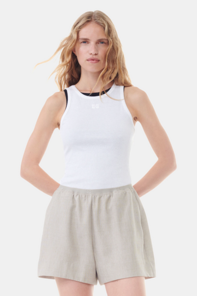 Soft Cotton Rib Tank Top T3897 - Bright White - GANNI
