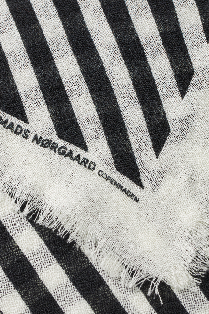 Soft Wool Self Scarf - Black Stripe - Mads Nørgaard
