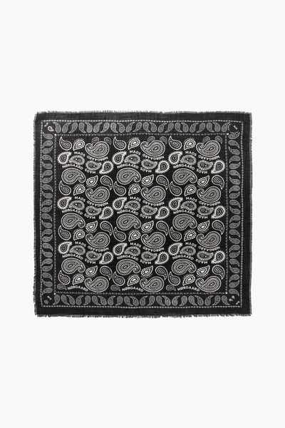 Soft Wool Self Scarf - Paisley AOP/Black - Mads Nørgaard