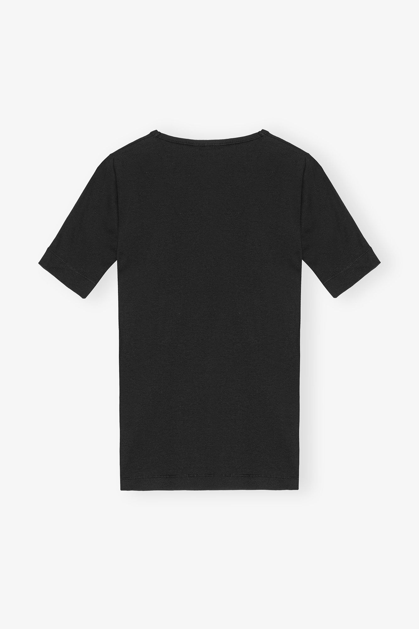 Soft Cotton Rib Short Sleeve T-Shirt T4012 - Black - GANNI-2