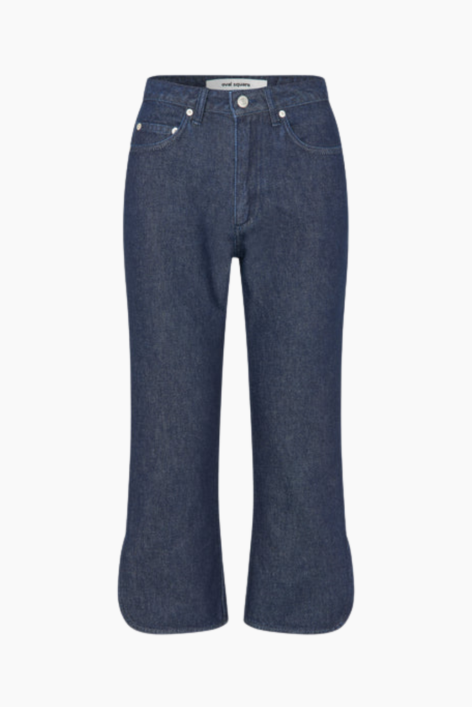 Split Denim Capri - Raw Dark Blue - Oval Square