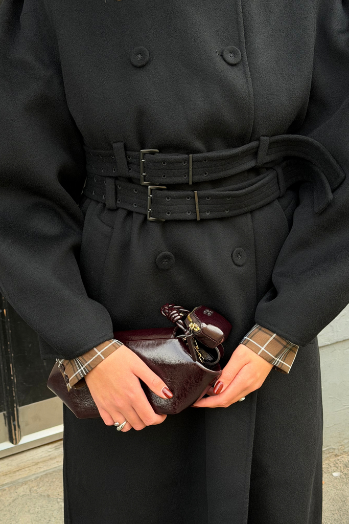Splittable Wool Trench Coat - Black - GANNI
