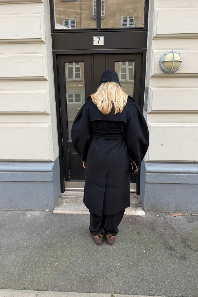 Splittable Wool Trench Coat - Black - GANNI