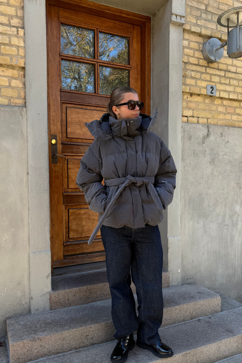 Steilia Brushed Down Jacket - Grey - Holzweiler