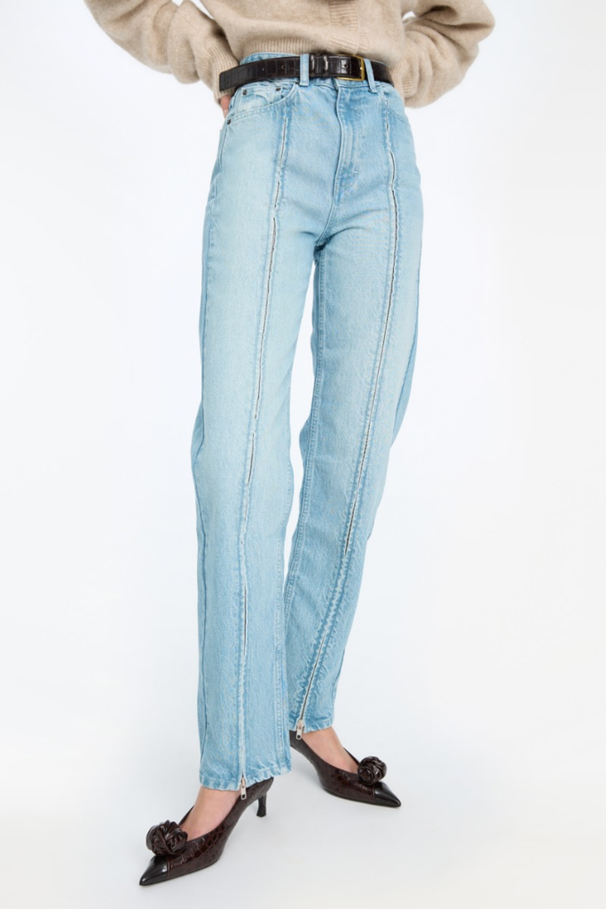 Straight Denim Zip Jeans - Lys Denimblå - ROTATE