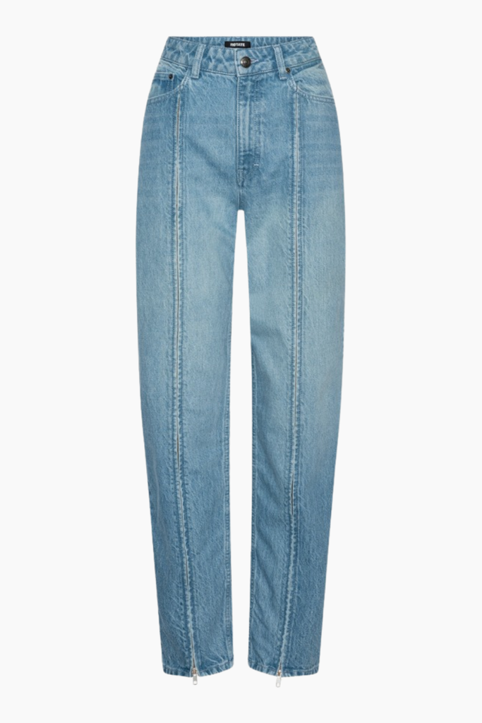 Straight Denim Zip Jeans - Lys Denimblå - ROTATE