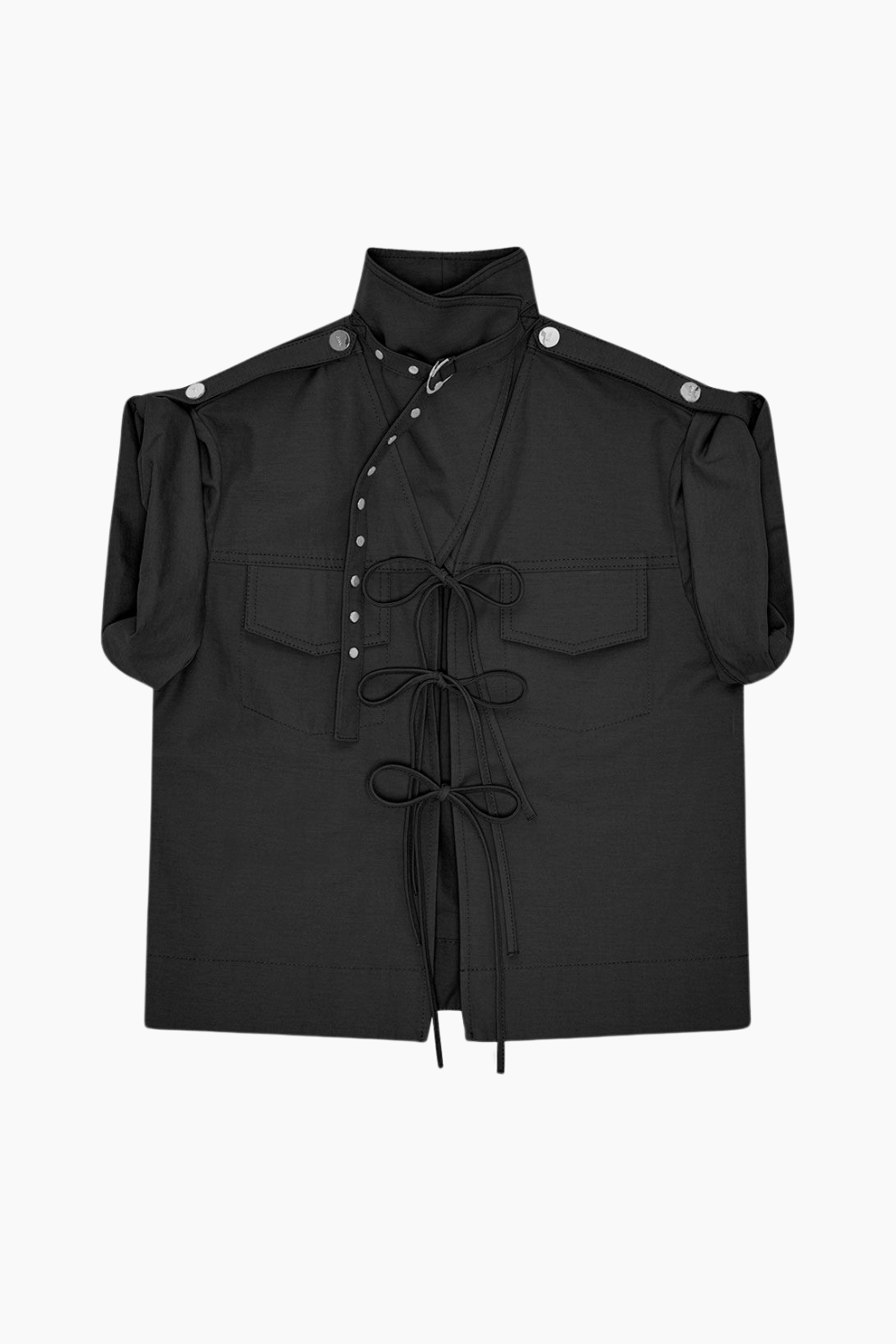 Stretch Cotton Cowl Neck Blouse W0880 - Black - GANNI