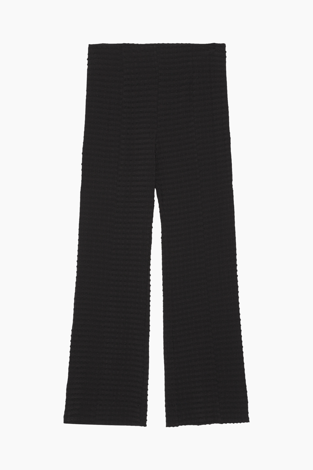 Stretch Seersucker Cropped Pants F8299 - Black - GANNI
