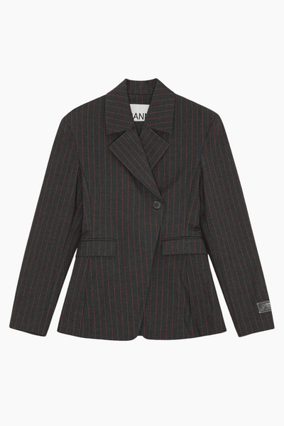 Stretch Stripe Blazer W0578 - Phantom - GANNI
