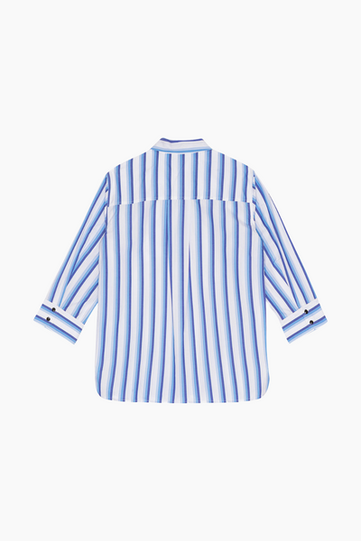 Stripe Cotton Shirt F9153 - Silver Lake Blue - GANNI