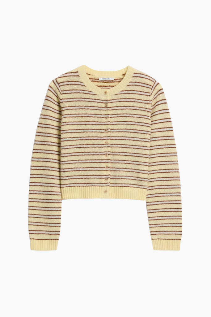 Stripe Wool Cardigan - Yellow Stripe - Holzweiler