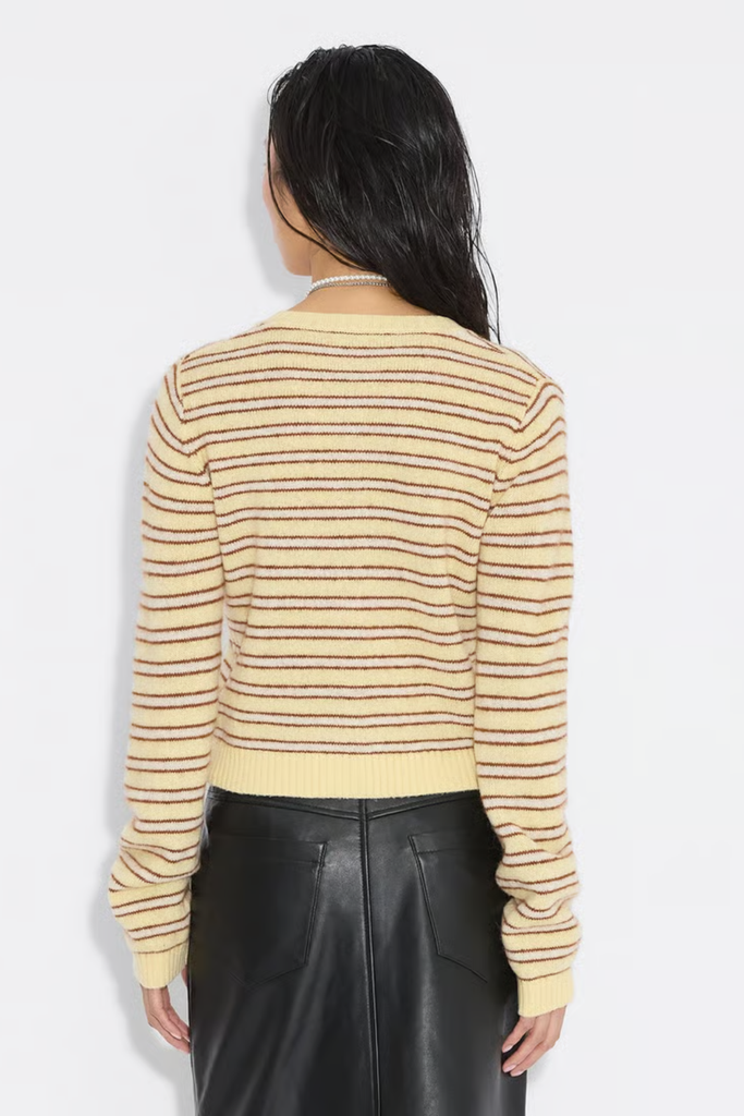 Stripe Wool Cardigan - Yellow Stripe - Holzweiler