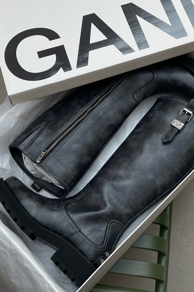 Studs High Boot Vintage S3166 - Ebony - GANNI