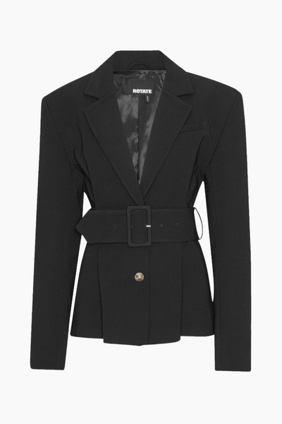 Suiting Belted Blazer - Black - Rotate