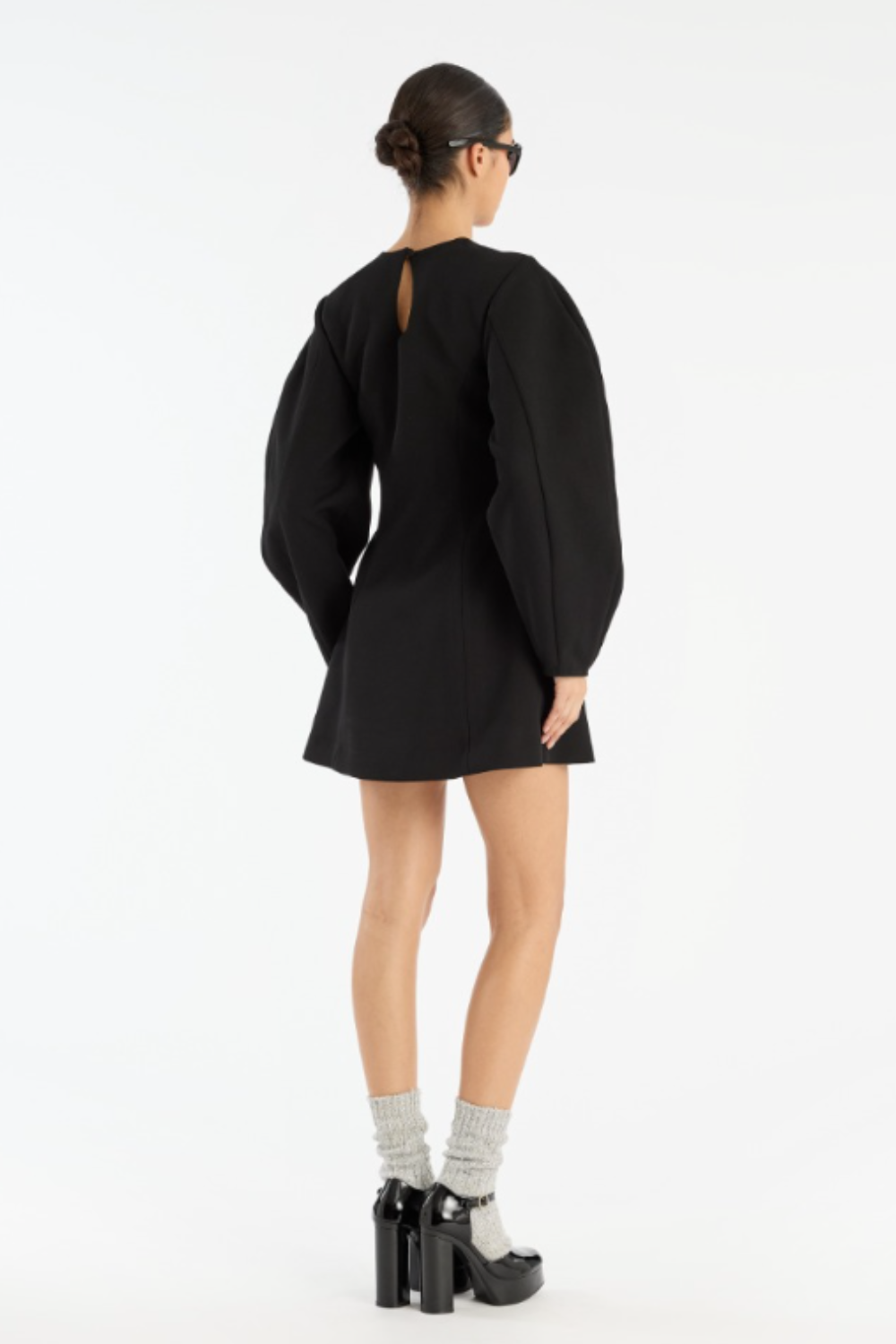 Suiting Flared Mini Dress - Black - Rotate