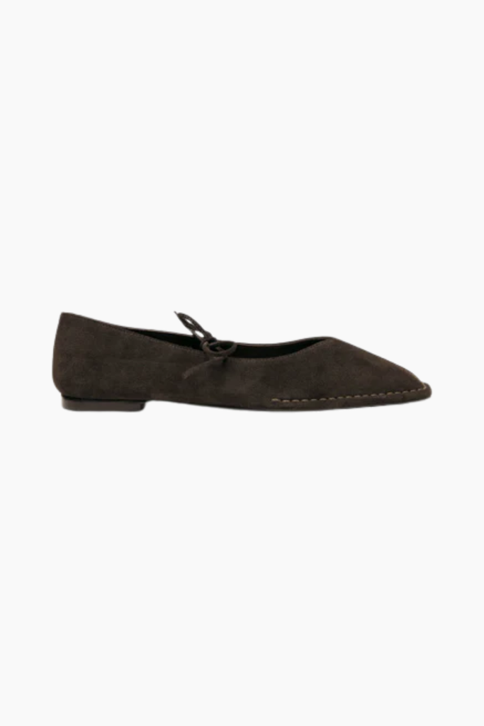 Sway Suede Coffee Brown Leather Ballet Flats - Suede Coffee Brown - Alohas