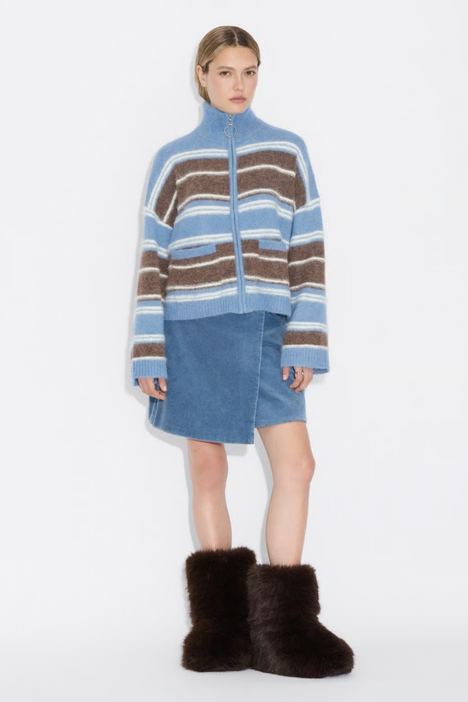 Tine Stripe Cardigan - Blue Stripe - Holzweiler