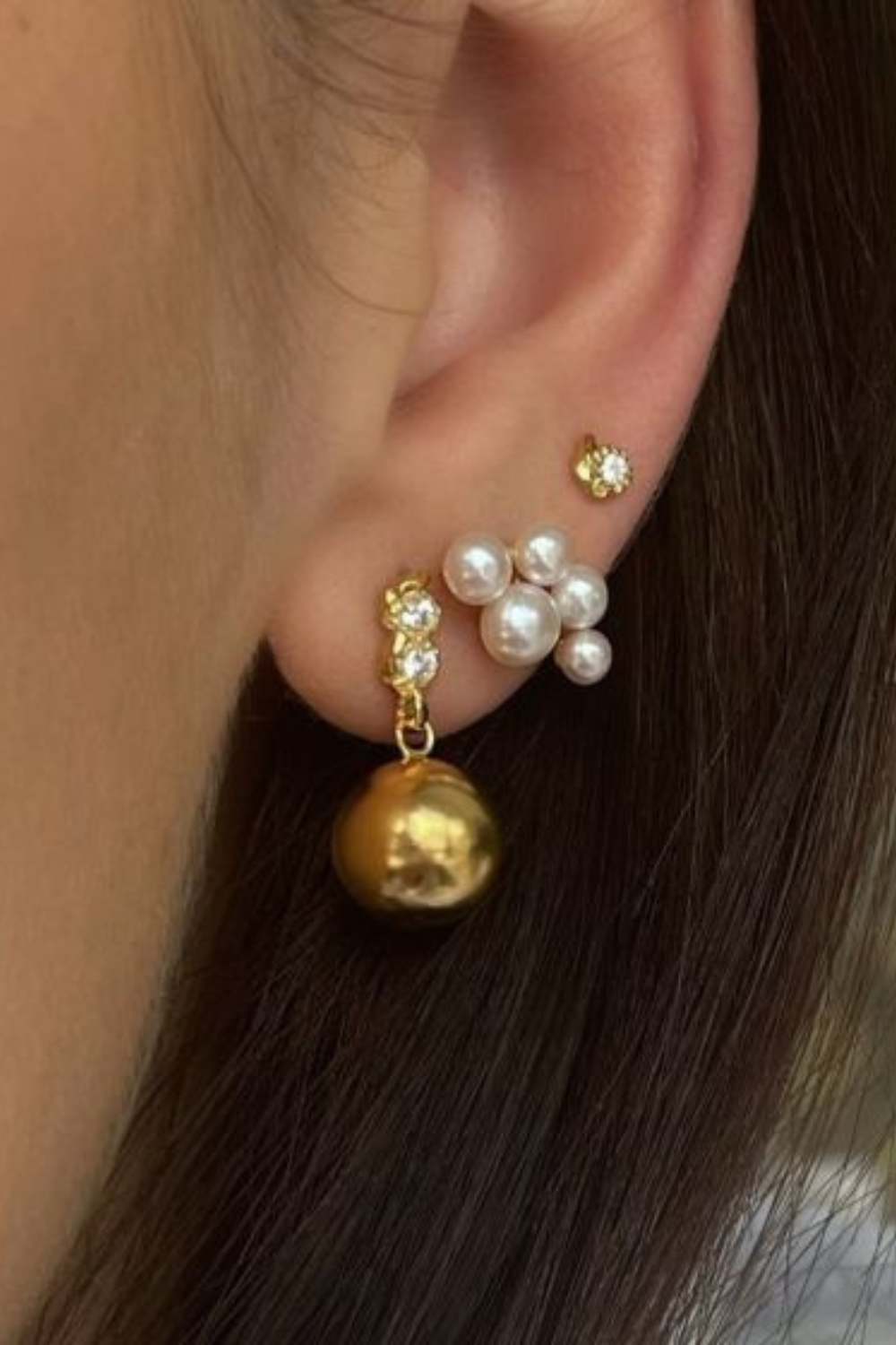 Tres Petit Flow Earring - Gold - Stine A