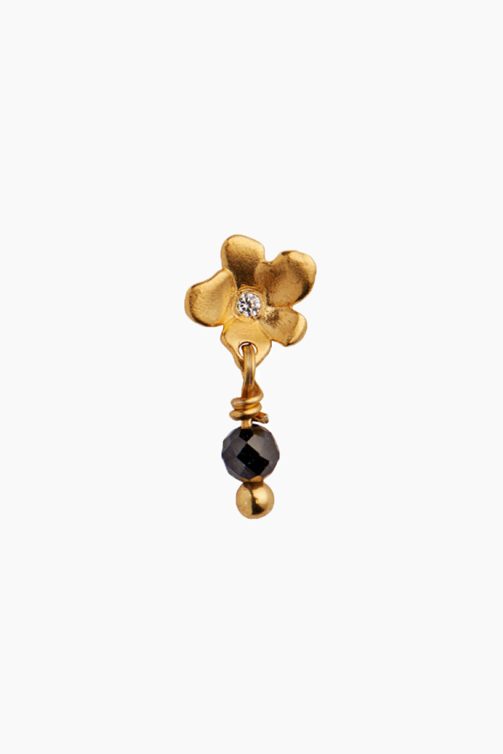 Tres Petit Garden Flower Earring w/ Black Spinel - Gold - Stine A