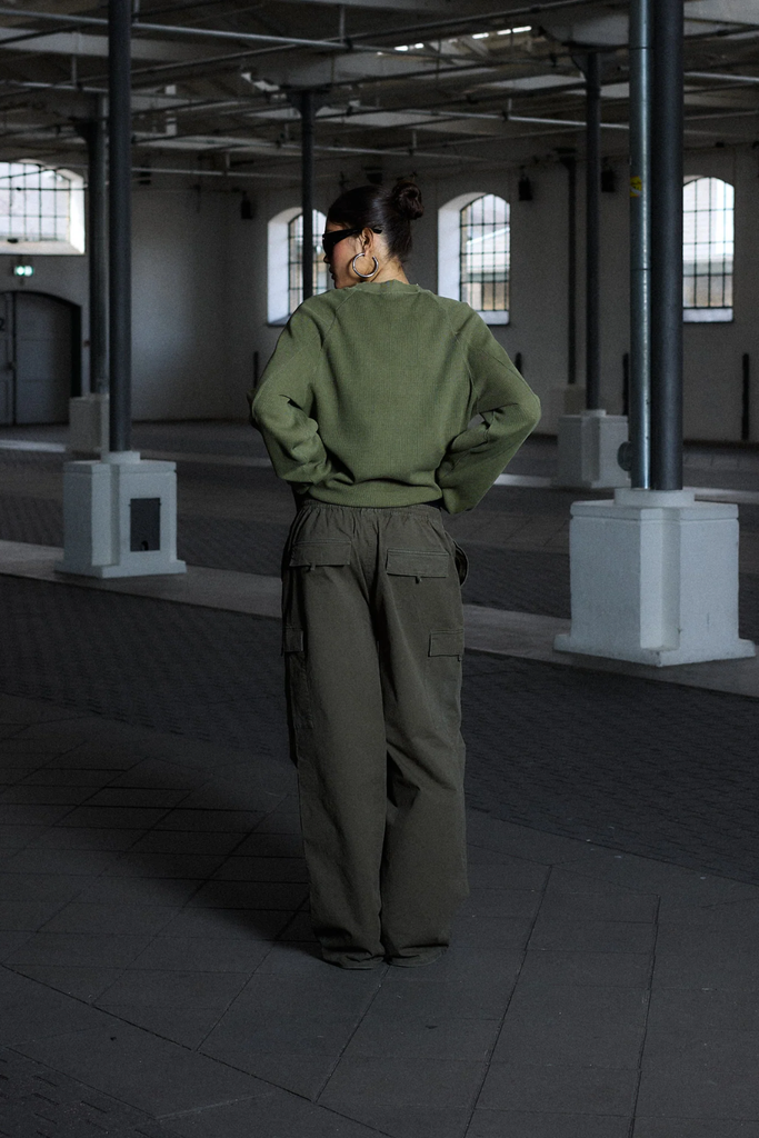 Vintage Oversized Waffle Long Sleeve - Stone Green - Bareen