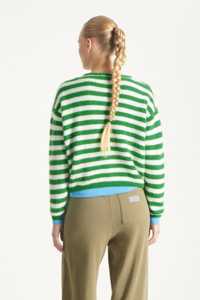 Vitow Cardigan - Clover Striped White - American Vintage