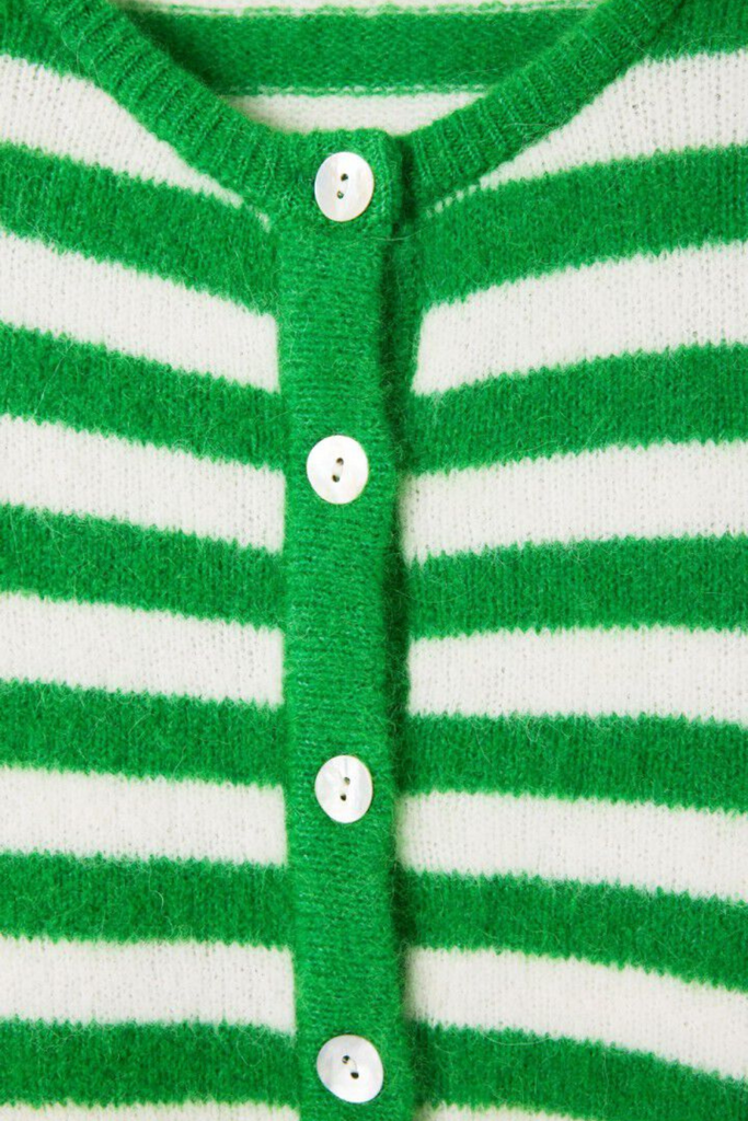 Vitow Cardigan - Clover Striped White - American Vintage