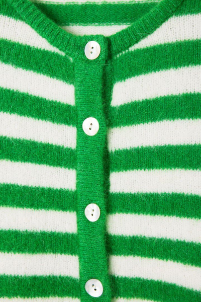 Vitow Cardigan - Clover Striped White - American Vintage