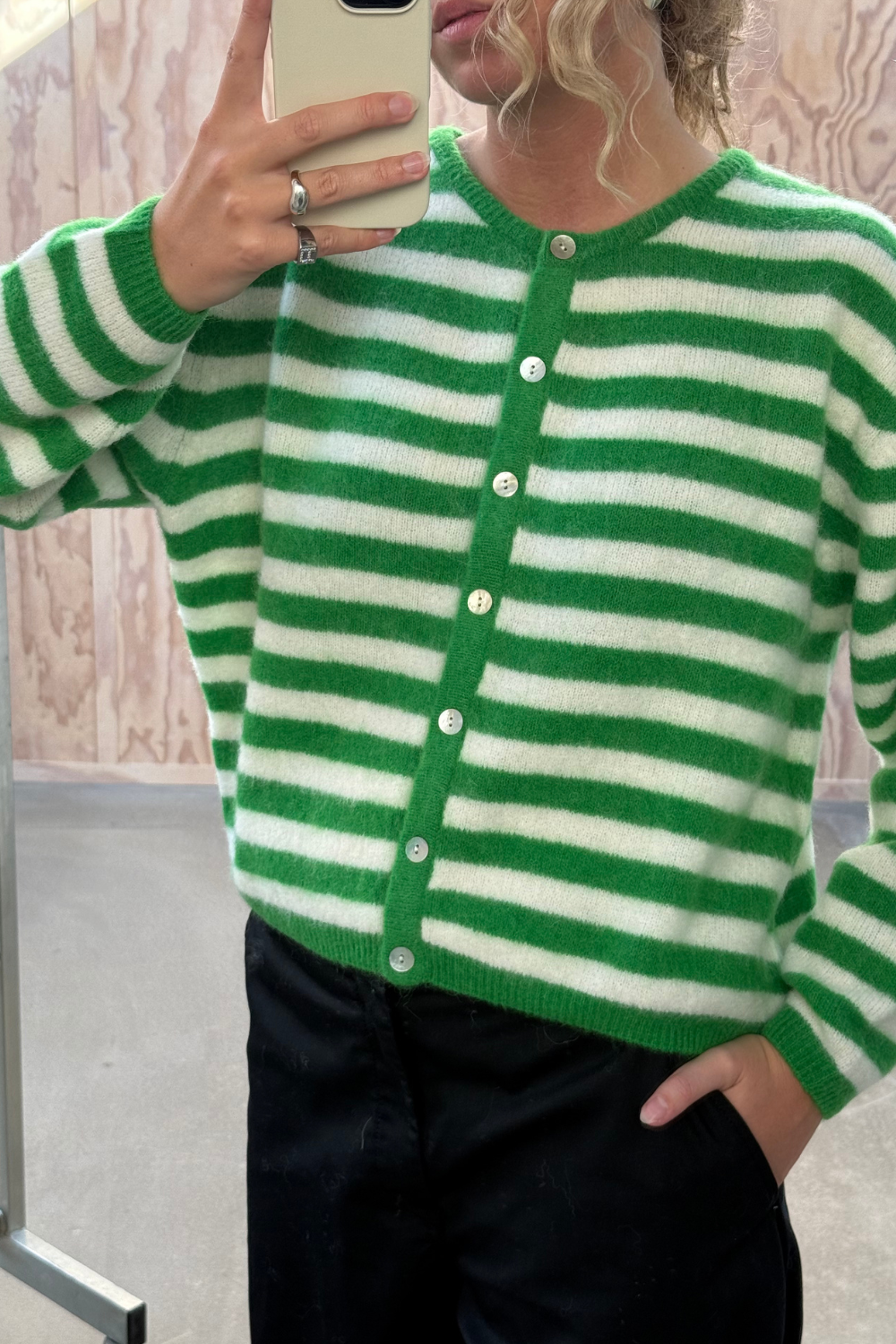 Vitow Cardigan - Clover Striped White - American Vintage