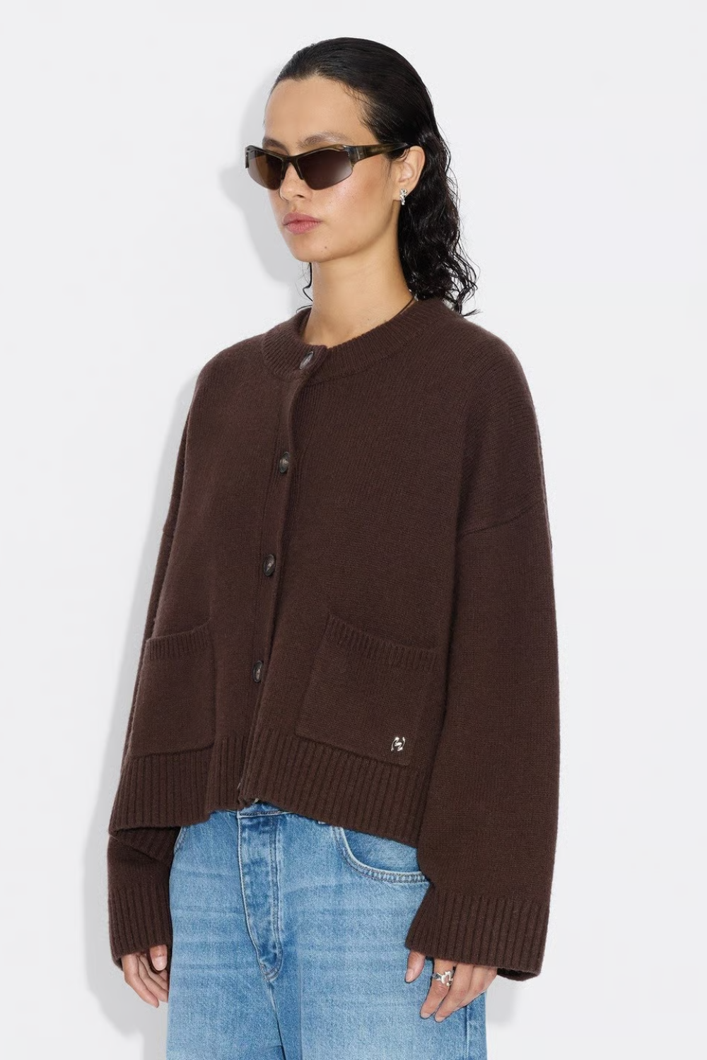 W. Wool Wide Cardigan - Dk. Brown - Holzweiler