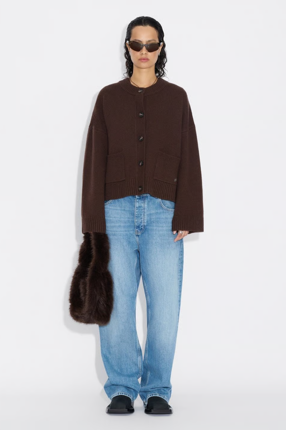 W. Wool Wide Cardigan - Dk. Brown - Holzweiler