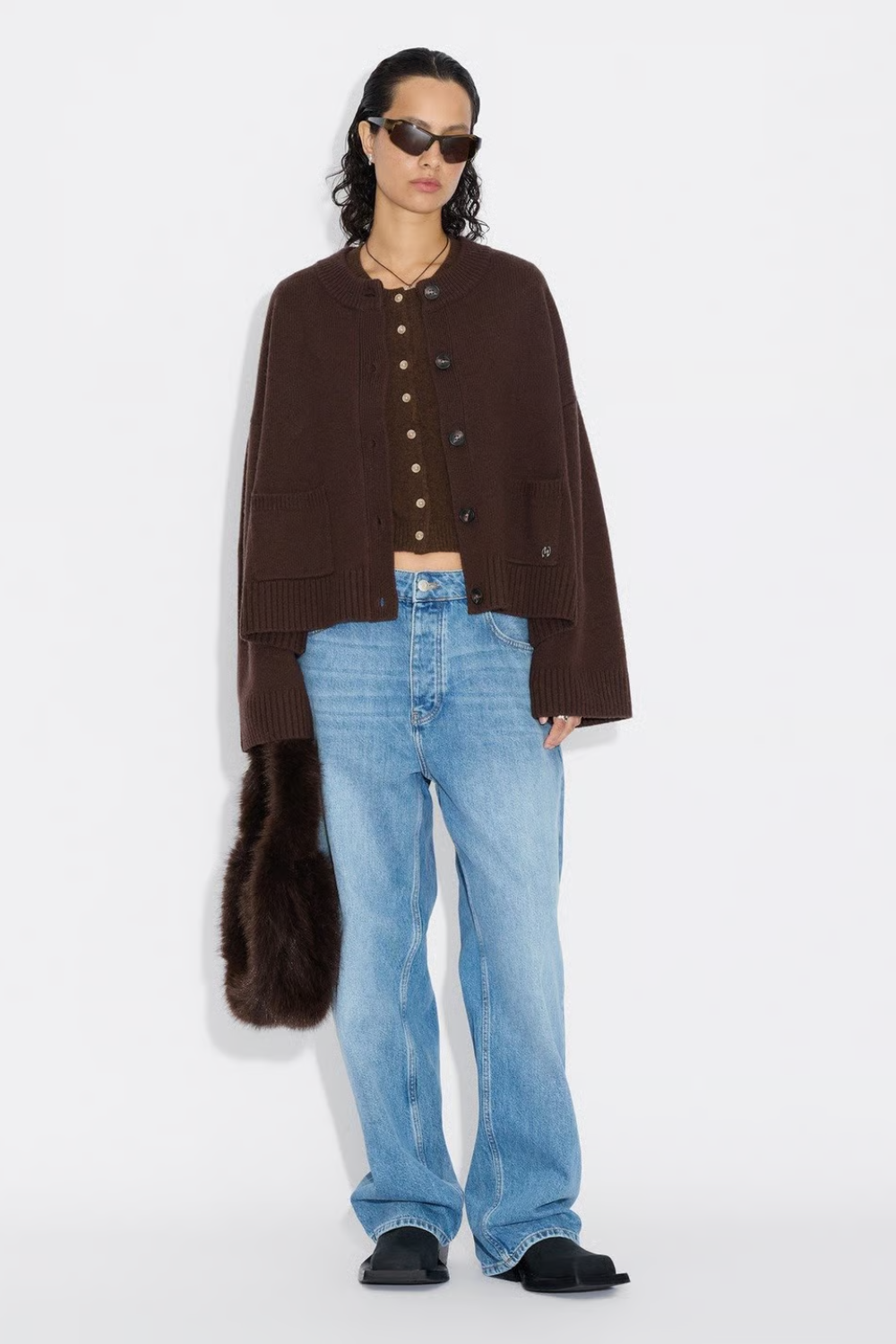 W. Wool Wide Cardigan - Dk. Brown - Holzweiler