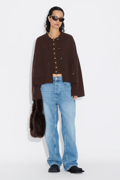 W. Wool Wide Cardigan - Dk. Brown - Holzweiler