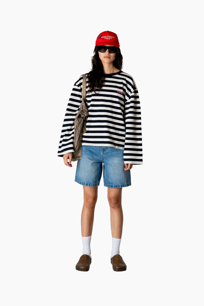 WBJoul Wide Sleeve Stripe Tee - Navy-White - Woodbird