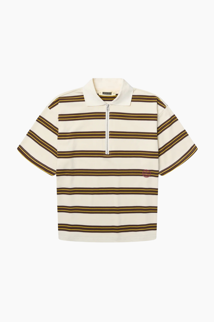 WBNiro SS Zip Polo - Brown-Off White - Woodbird