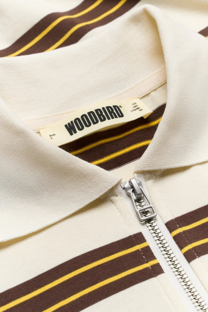 WBNiro SS Zip Polo - Brown-Off White - Woodbird