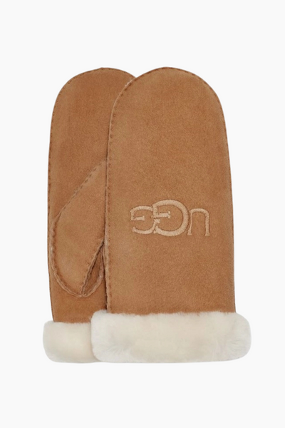 W Sheepskin Embroider Mitten -Chestnut - UGG