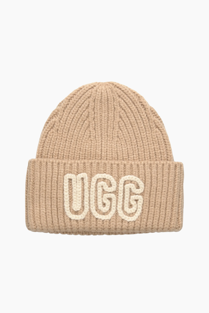 W Chunky Crafted Rib Beanie - White Pepper - UGG