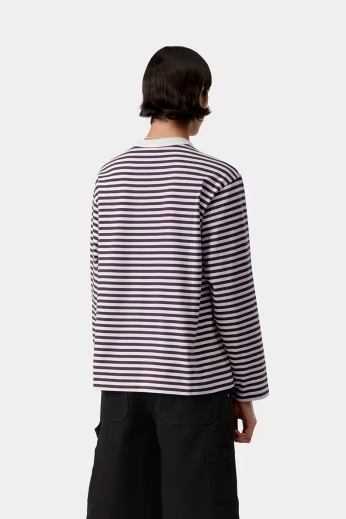 W' L/S Ezra T-Shirt Stripe - Cozy Purple - Carhartt WIP