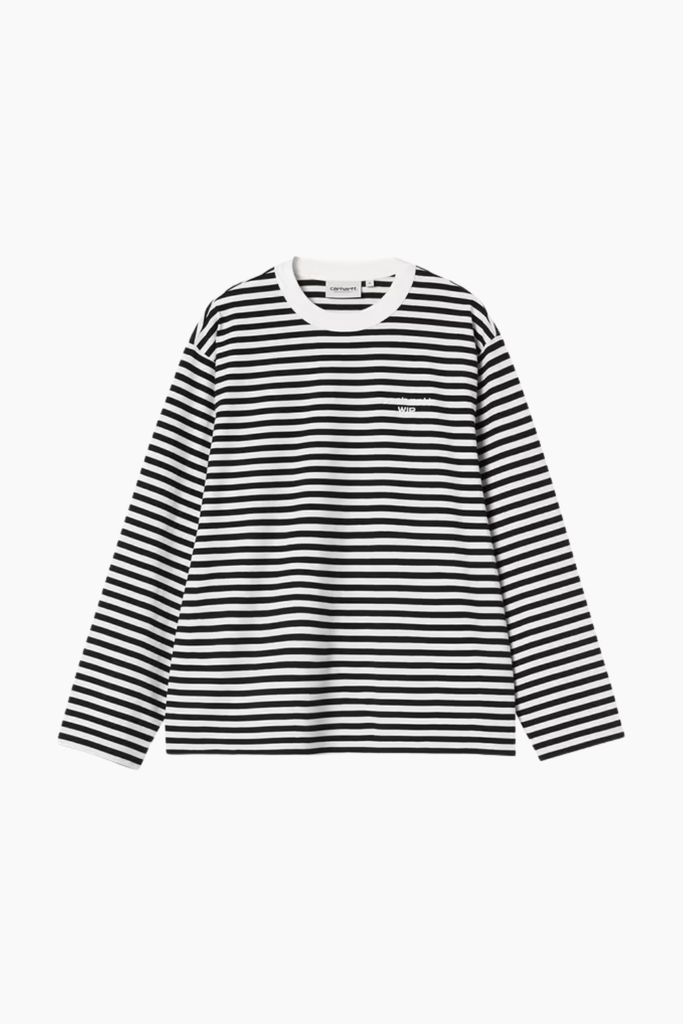 W' L/S Ezra T-Shirt Stripe - Black - Carhartt WIP