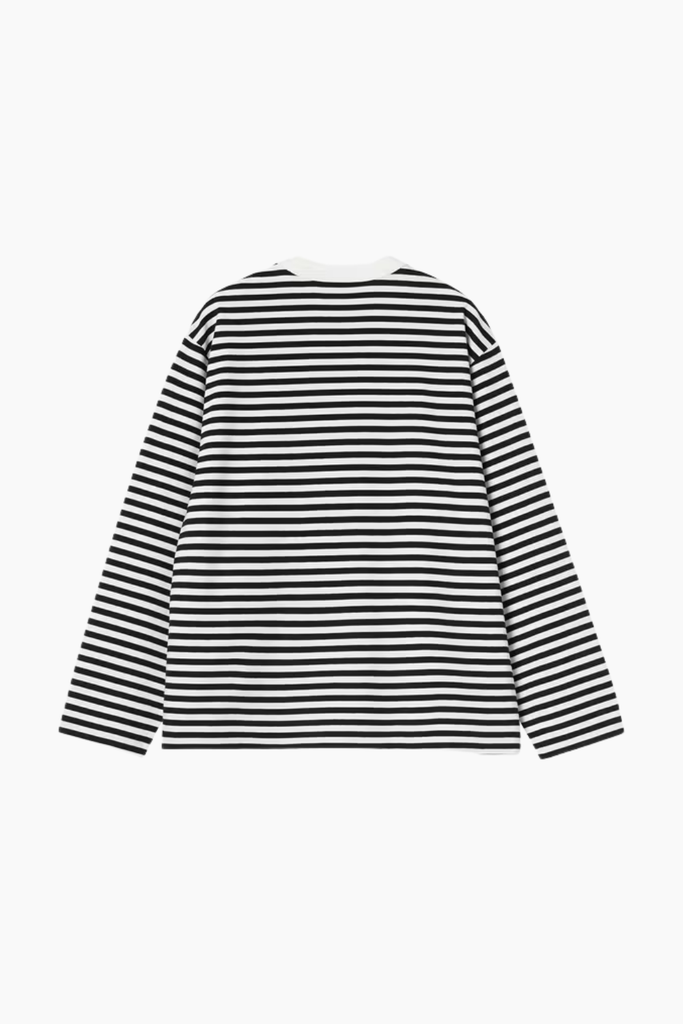 W' L/S Ezra T-Shirt Stripe - Black - Carhartt WIP