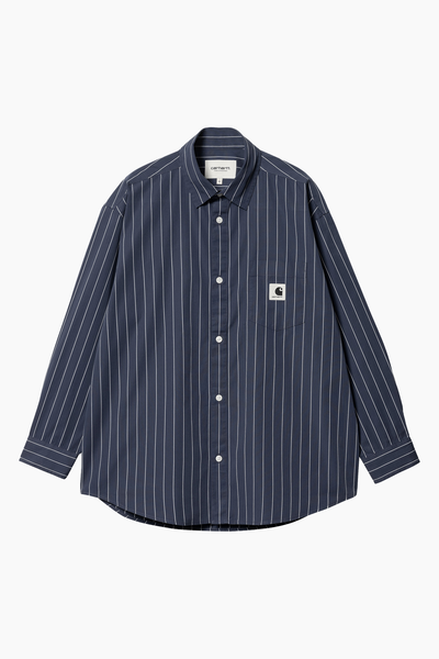W' L/S Orlean Shirt - Orlean Stripe, Blue/White - Carhartt WIP