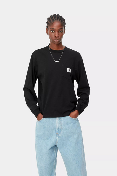 W' L/S Pocket T-Shirt - Black - Carhartt WIP
